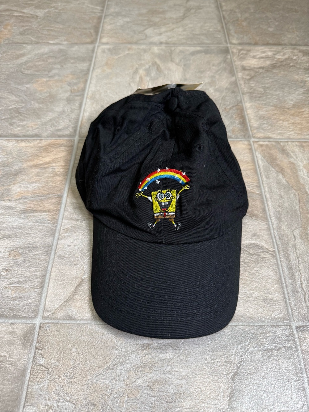 SpongeBob Square Pants Rainbow Hat Adult Size Adjustable Black NWT